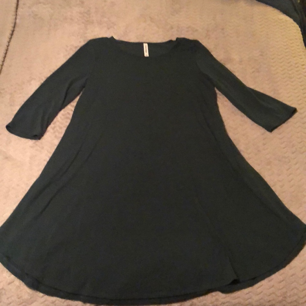 Dark green Zenana Premium 3/4 sleeve swing dress